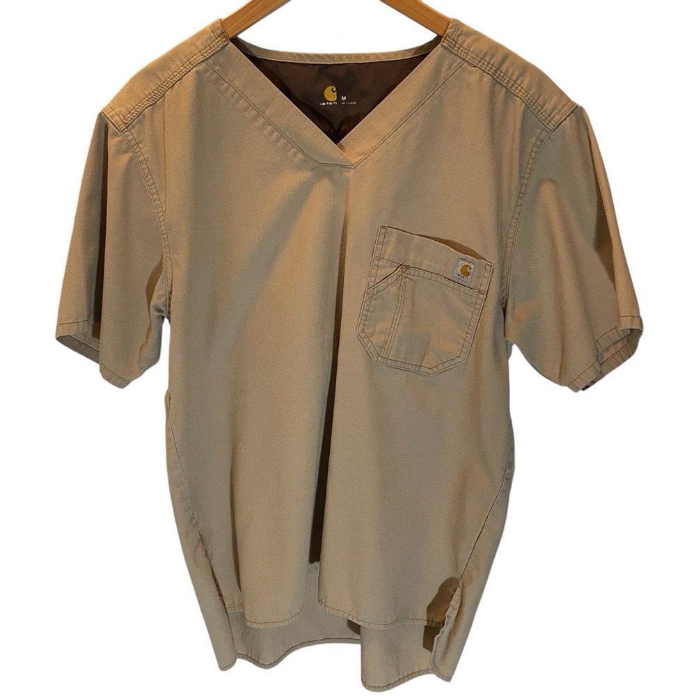 Carhartt Men's Tan Khaki Beige Ripstop Scrub Top